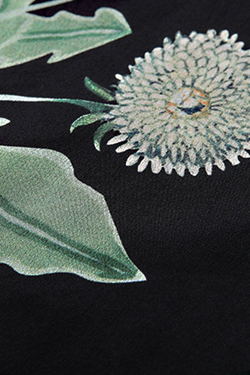 LONG SLEEVE POLO NECK PRINT AND FLORAL T-SHIRT