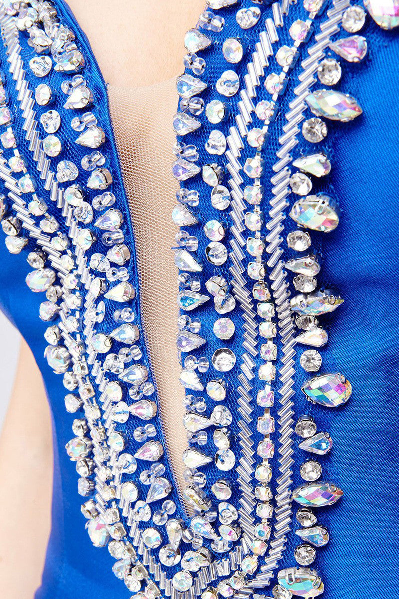 Deep Cleavage With Multi Beaded Decoration Party Dress