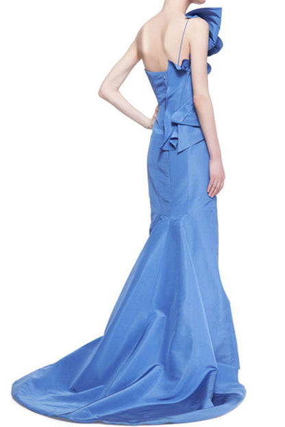 Sloping Shoulder Big Ruffle Mullet dress