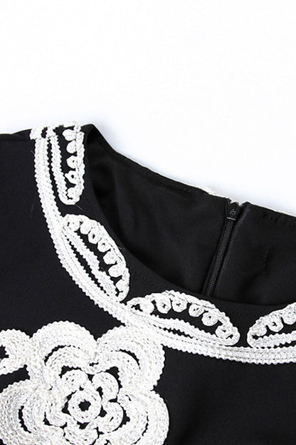 WOMEN'S PRINT AND FLORAL ROUND NECK 3/4 SLEEVE PARTY DRESS