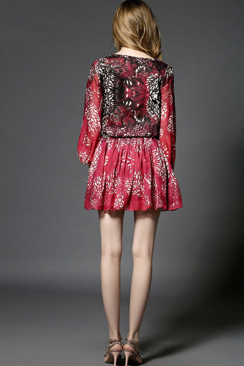 Overlap Chiffon Flared Dress - NJOYDRESS - 2