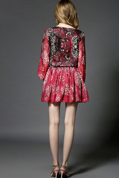 Overlap Chiffon Flared Dress - NJOYDRESS - 2