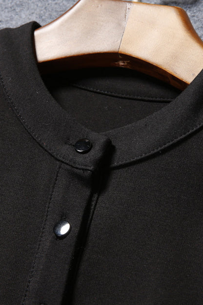 WOMEN'S ELEGANT ROUND NECK EMBROIDERY BLACK FORMAL DRESS
