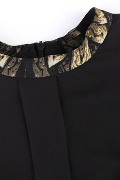 WOMEN'S ELEGANT ROUND NECK DRESS LONG LACE SLEEVE PRINTING DRESS