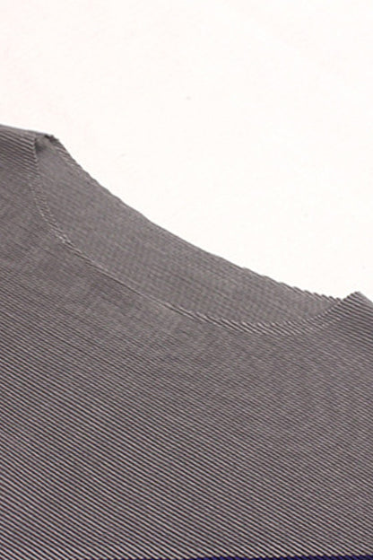 ROUND NECK SPLICE SHORT SLEEVE H-LINE CASUAL LOOSE DRESS