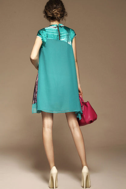 WOMEN'S CASUAL SHORT SLEEVE PRINT AND FLORAL VOCATION DRESS