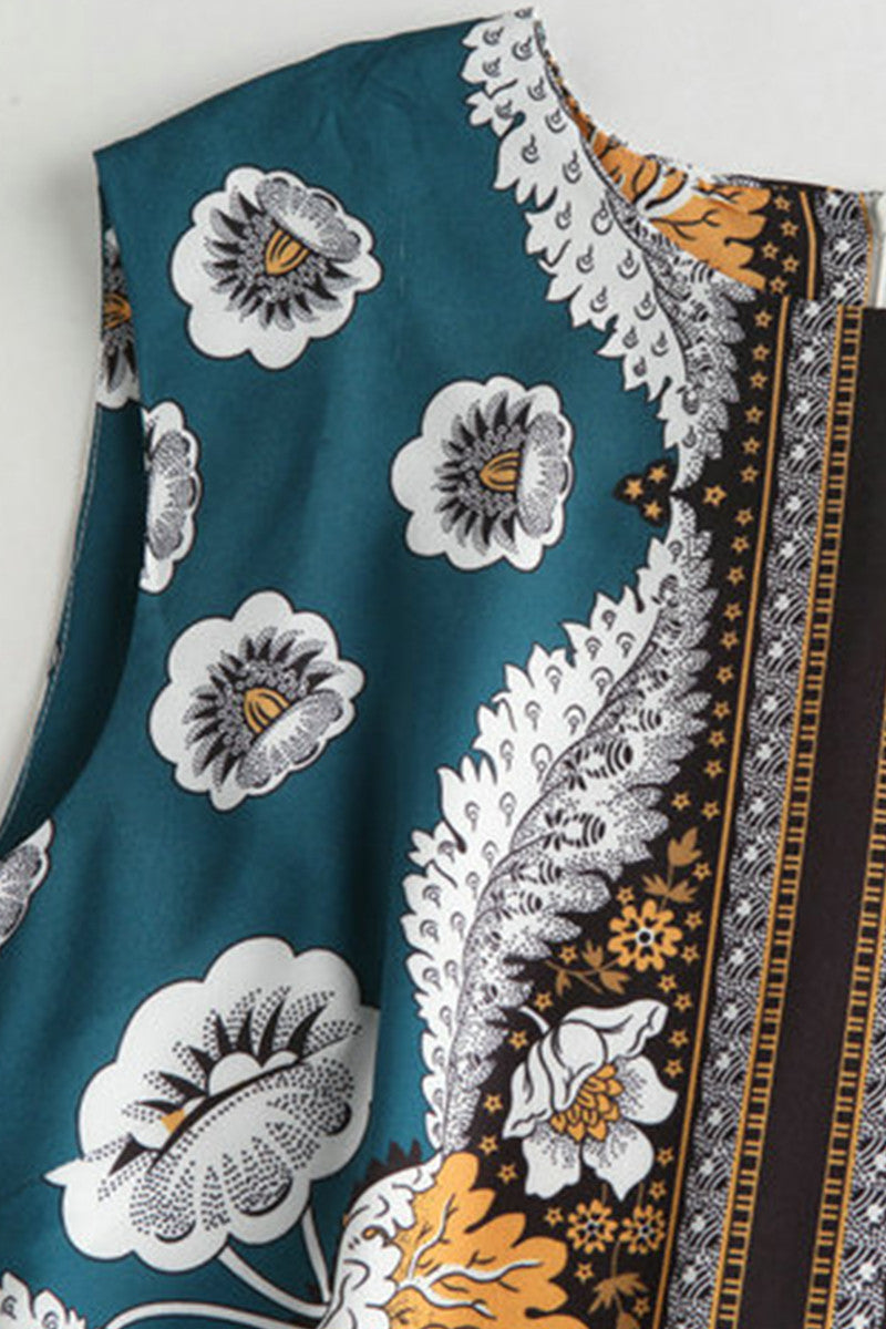 WOMEN'S PRINT AND FLORAL VANTIGE SLEEVELESS SHORT DRESS