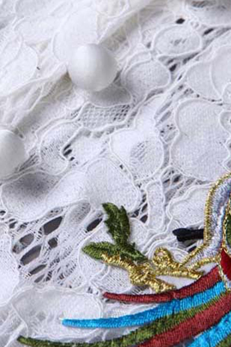 WOMEN'S CASUAL POLO NECK LACE LONG SLEEVE DRESS