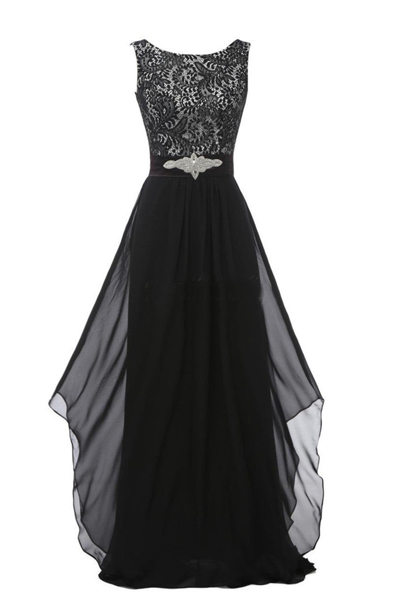 Round Collar Lace Applique Beaded Empire Waist Backless Flare Hem Tulle Gown Dress