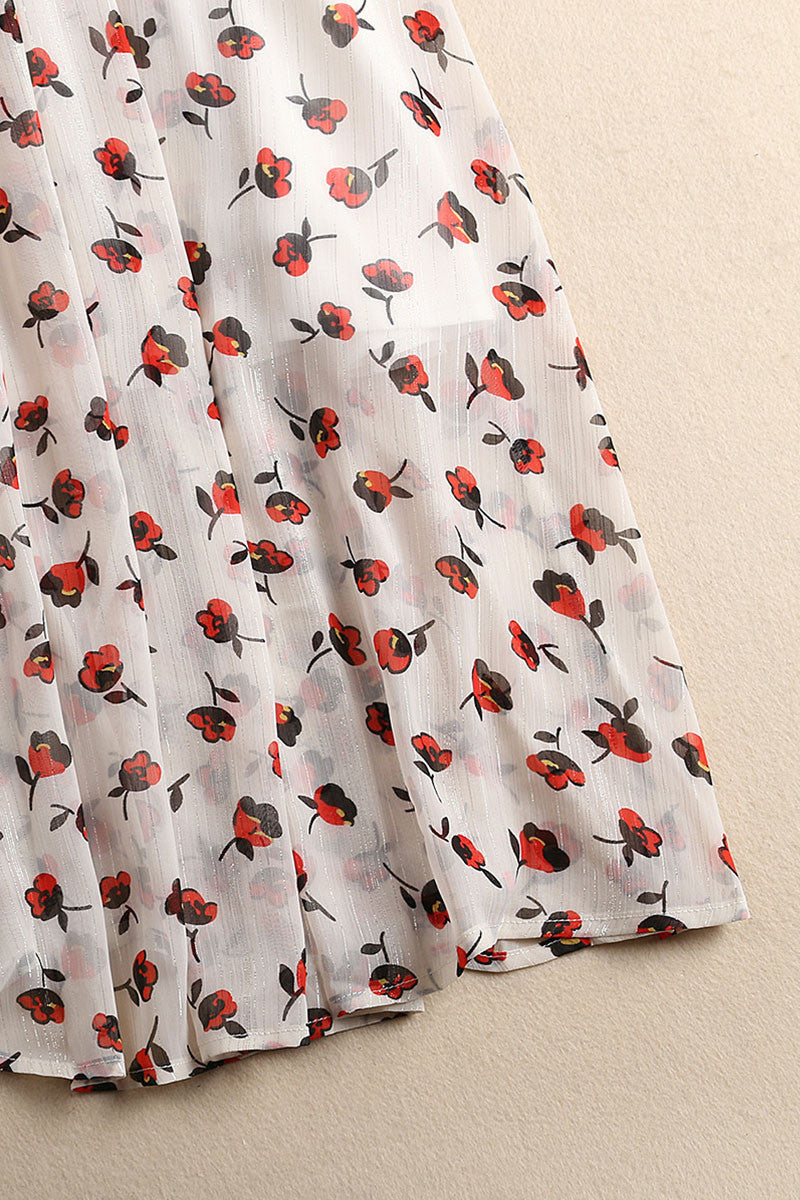 V-Neck  Floral Pattern Slim Chiffon Dress - NJOYDRESS - 5