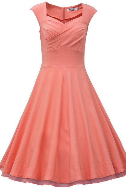 Sweeatheart Cap Sleeve Pleat Flare Dress