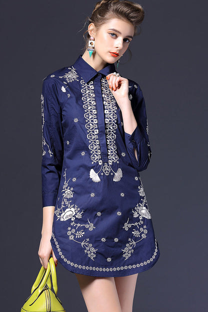 Celadon Emboridered Long Blouse