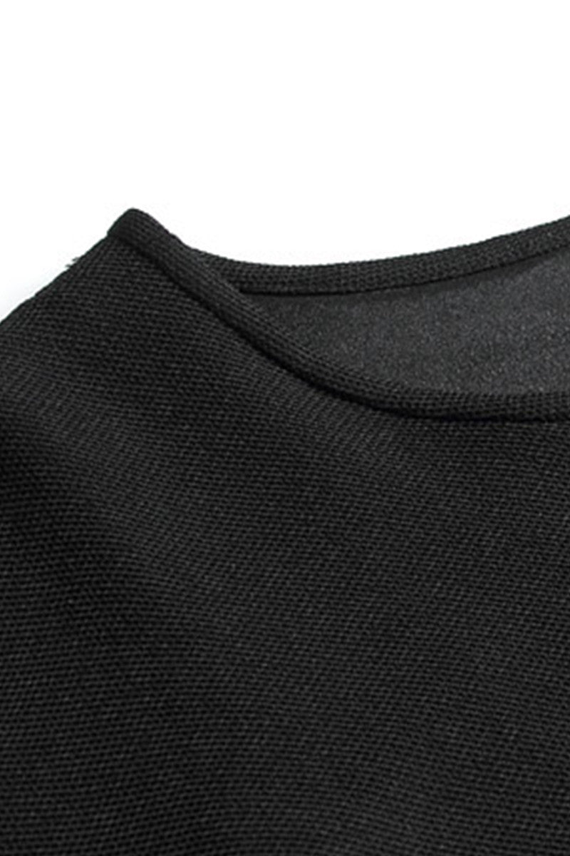Round Collar 3/4 Sleeve Mesh Patch Irregular High-Low Butterly Embroidered  Dress