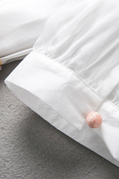 Puff Sleeve Button Down Shirt Solid Casual Dress