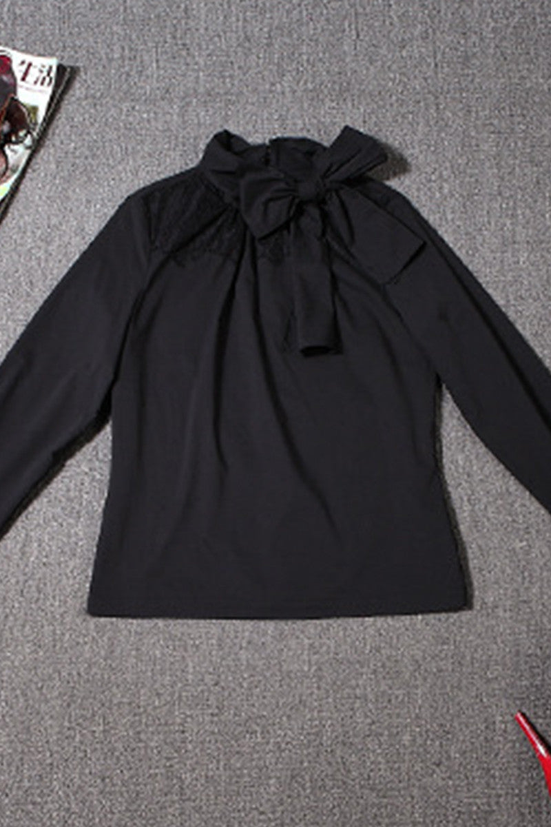 Little Turtle Bowknot Neck  Slim Shirt - NJOYDRESS - 4