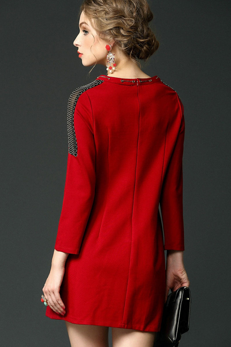 GRACE ROUND NECK 9 SLEEVE FORMAL SHORT DRESS