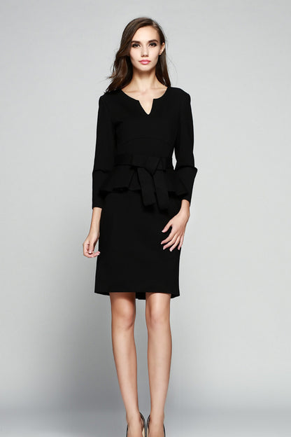Women's Casual Wear To Work Pencil Bodycon Dress 3/4 Sleeve With Belt