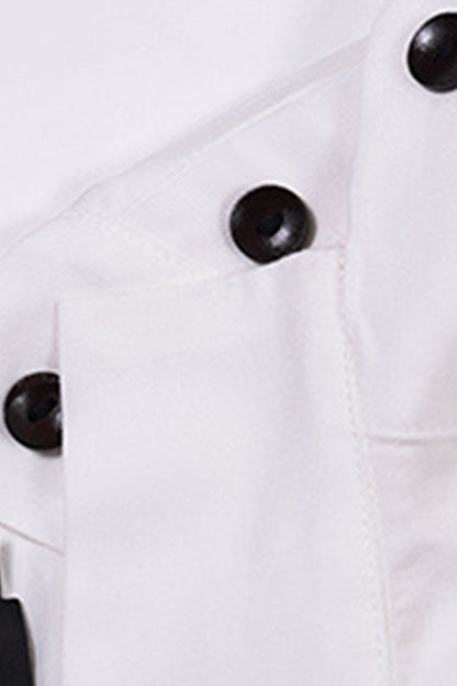 Irregular Pile Collar Button Decorated Blouse