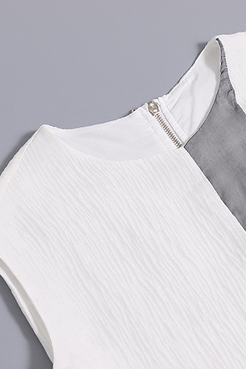 [30% OFF TILL 8 APR] Casual Loose Round Neck Color Patched Mini Dress