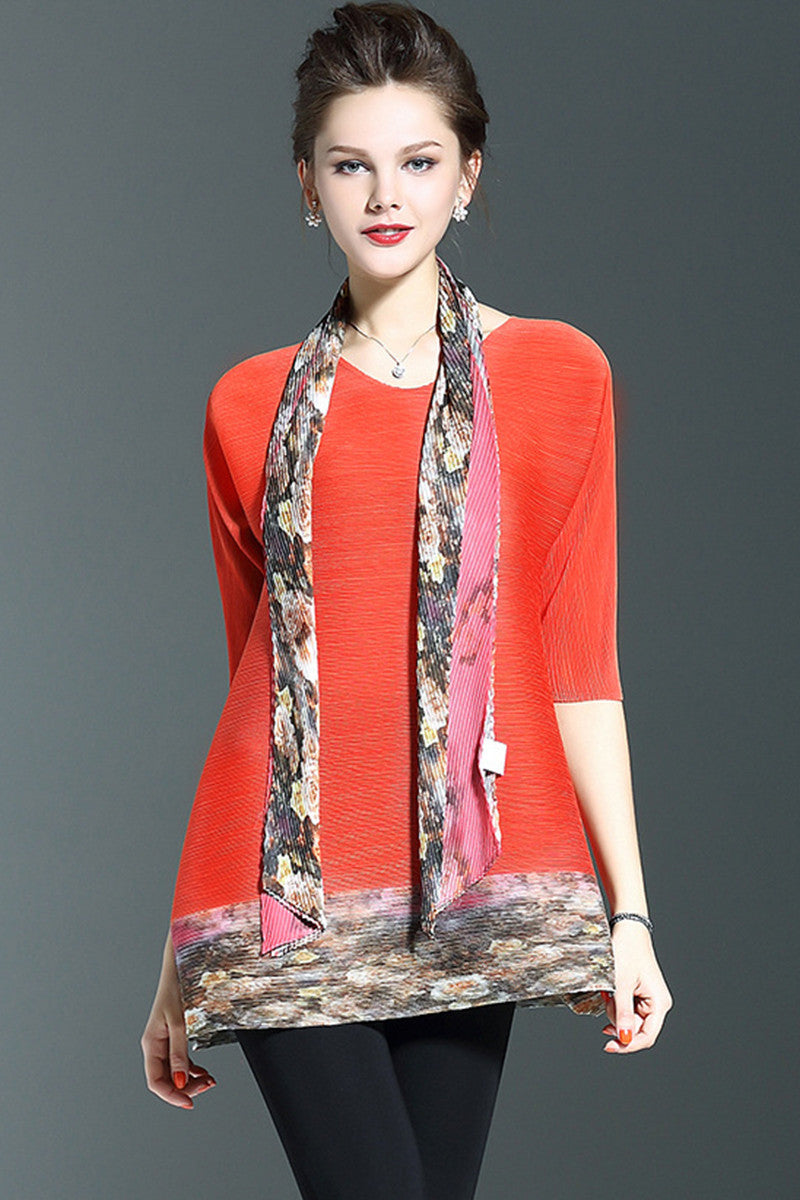 Flared Long Digital Blouse With Scaft