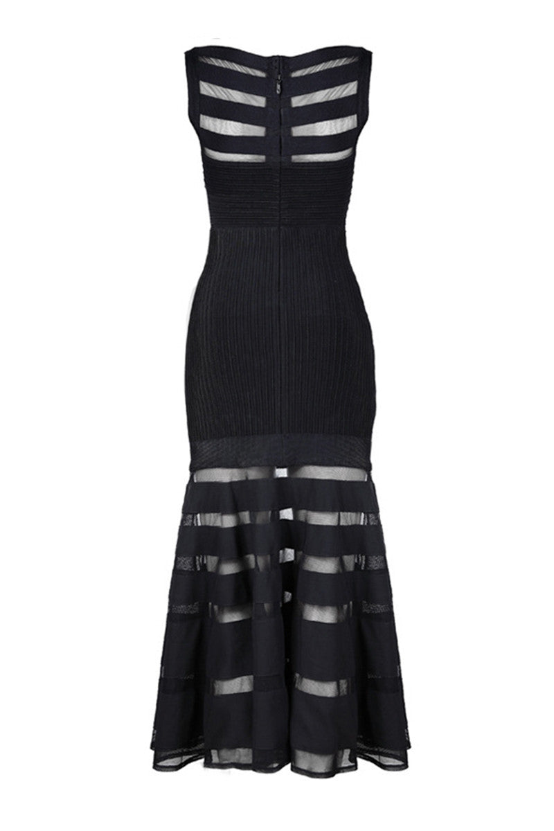 Elegant Sleeveless Lace Overlay Evening Dress