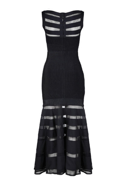Elegant Sleeveless Lace Overlay Evening Dress