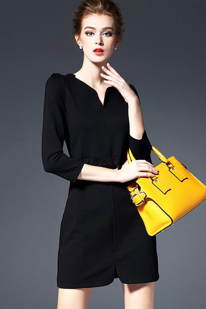 WOMEN'S GRACE WEAR TO WORK V NECK CASUAL SHORT DRESS