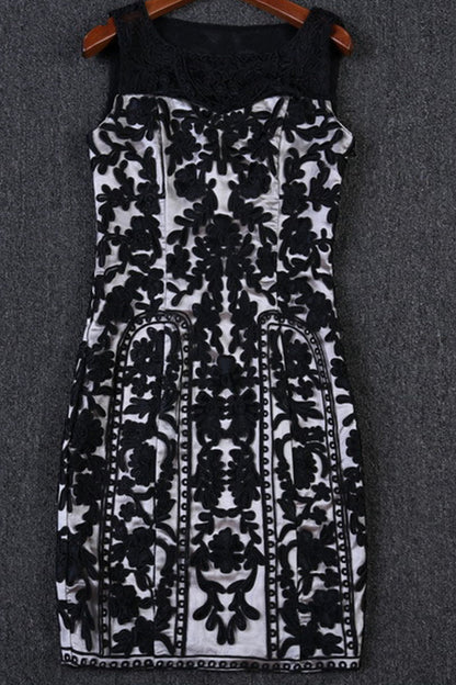Top Lace Embroidery See-through Gown Slim Wrap Dress