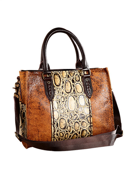 Leopard Blocked Briefcase Shoulder Handbag