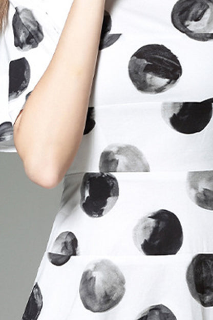 [30% OFF TILL 8 APR] Black Polka Dot Short Flare Sleeve Tiered Casual Dress