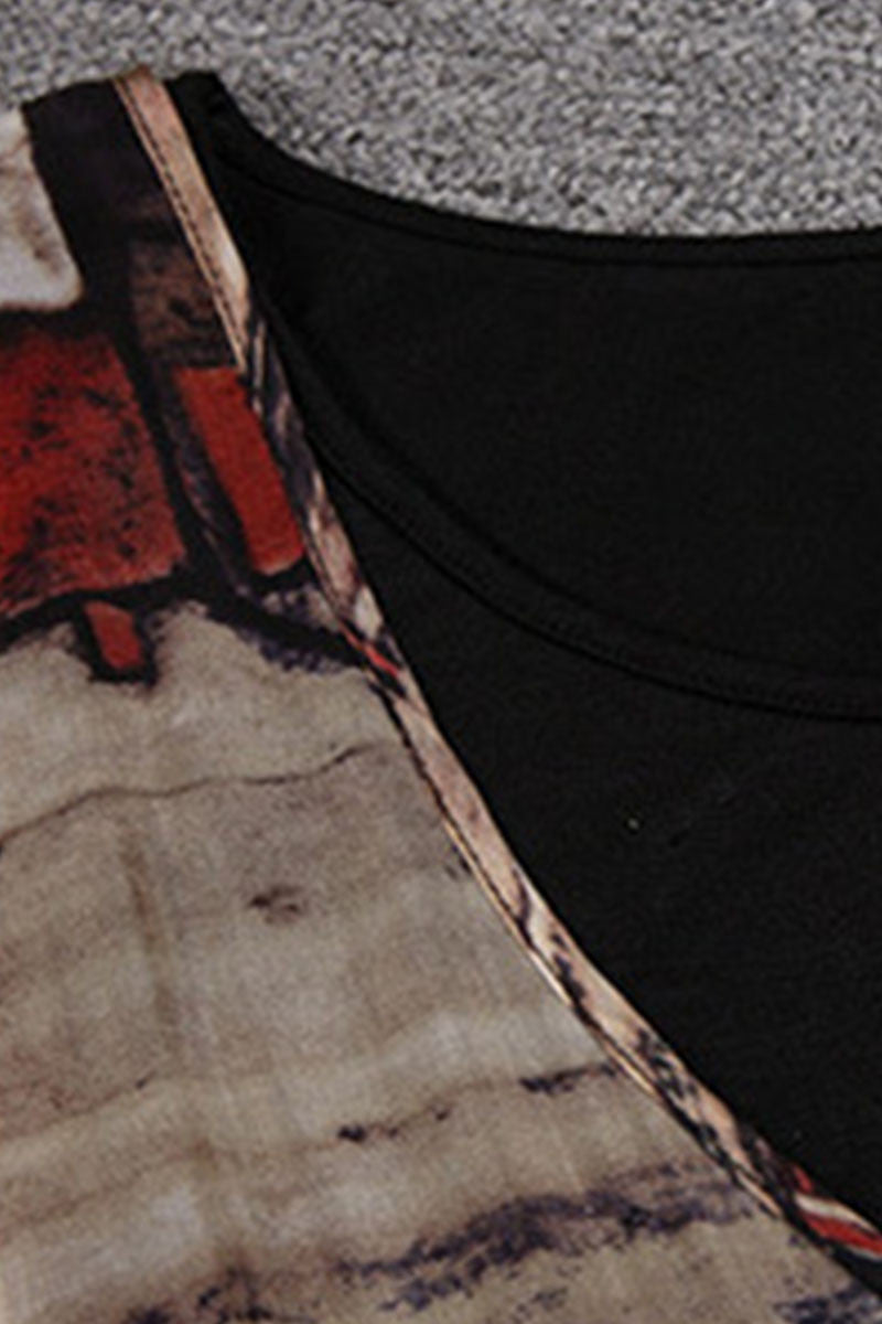 Round Collar Ink Wash Paiting Style Maxi Dress