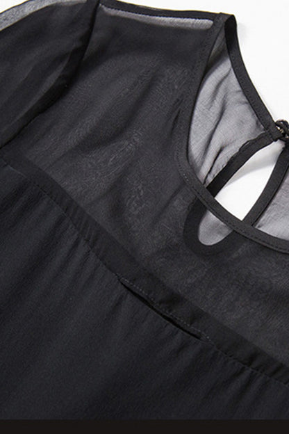 Elegant Sheer Round Neck Formal Loose T-shirt