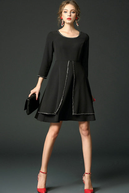 WOMEN'S GRACE WEAR TO WORK 3/4 SLEEVE BOAT NECK MIDI DRESS