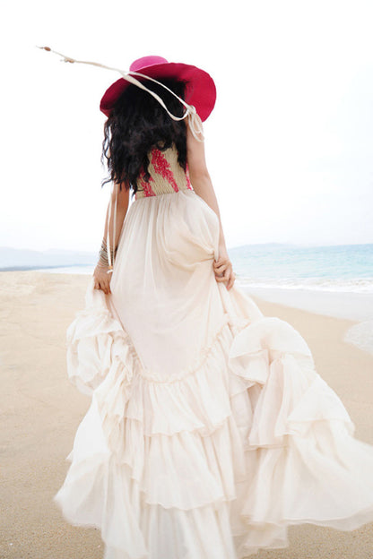 Strapless Casual Vacation The Peony Print Pleated Skite