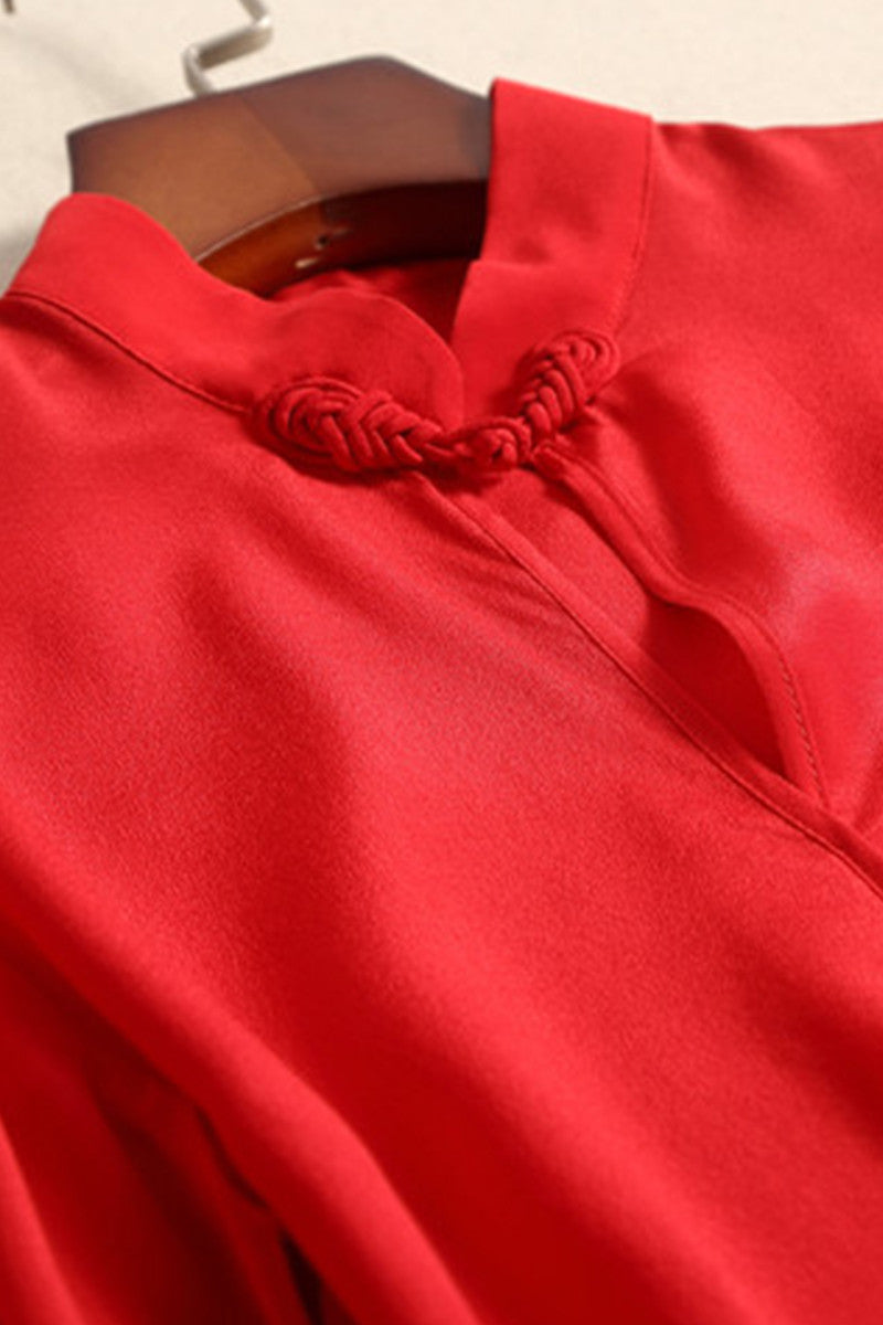 Chi-Pao Button Hollow Out Top