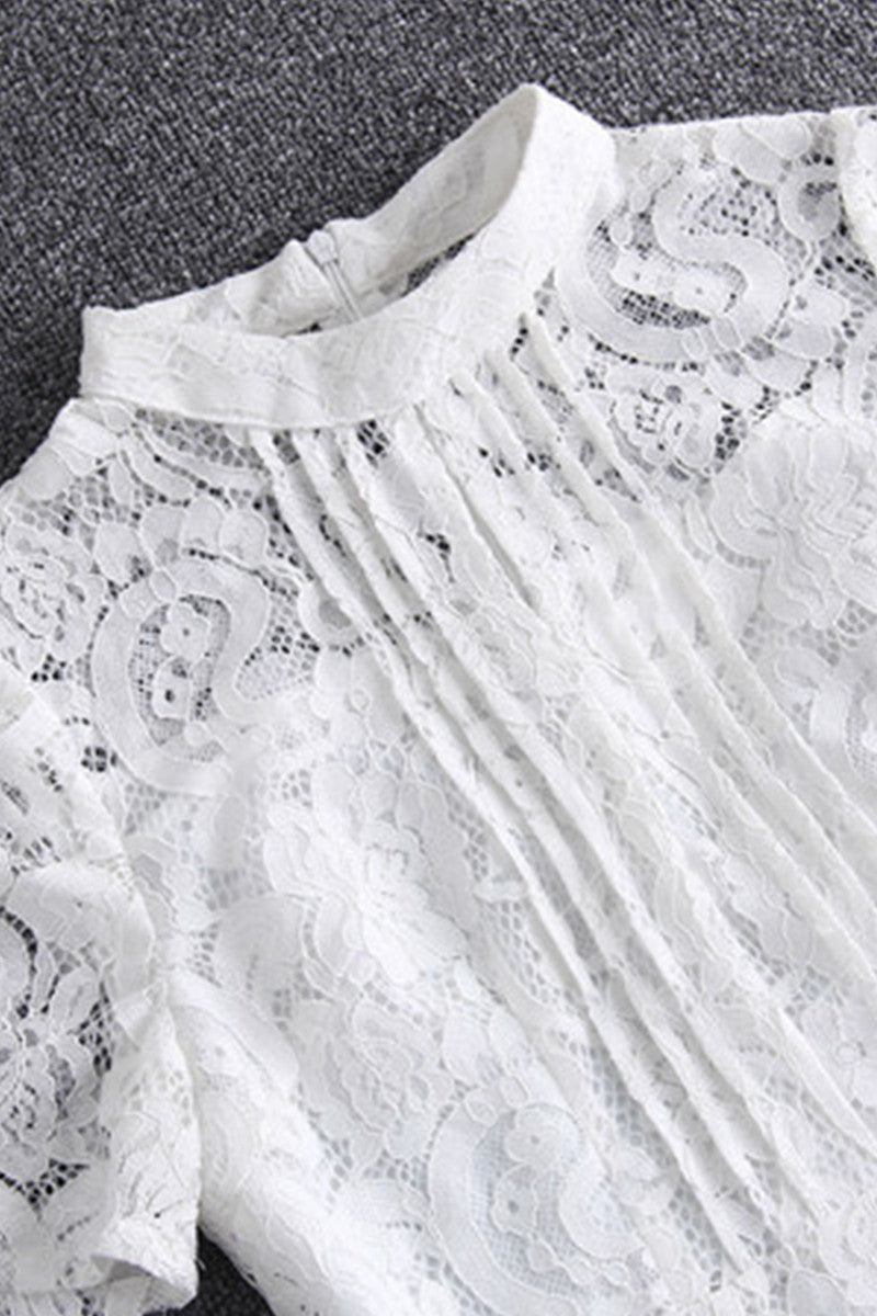 Stand collar lace package buttocks grace short slim dress