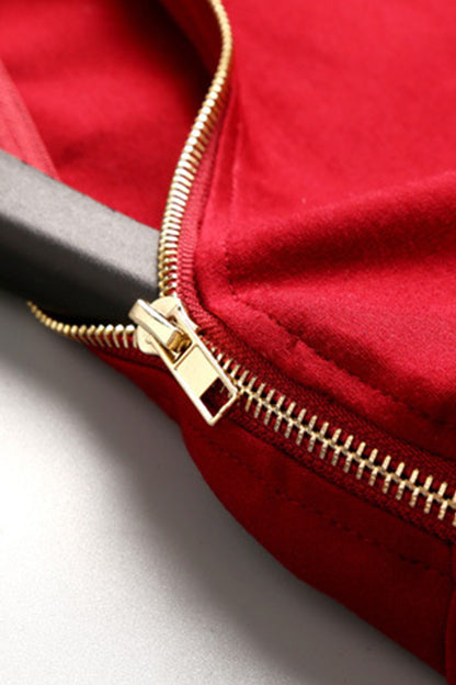 Boat Collar Zipper Slant Pocket Slim Elegant  Dress With Belt