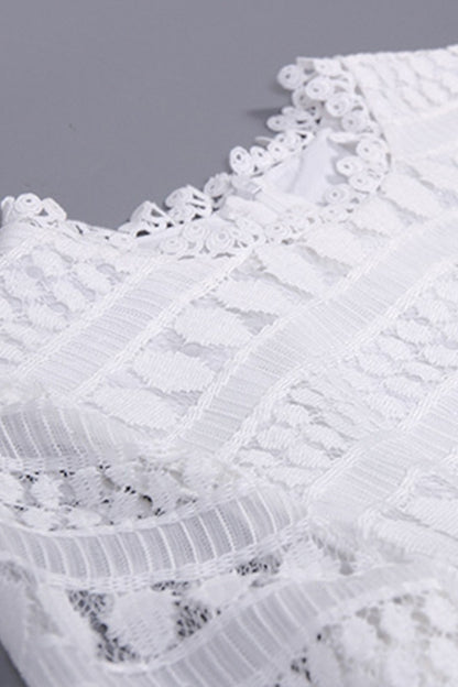 WOMEN'S ELEGANT LACE ROUND NECK 9 SLEEVE WEAR TO WORK SHORT DRESS
