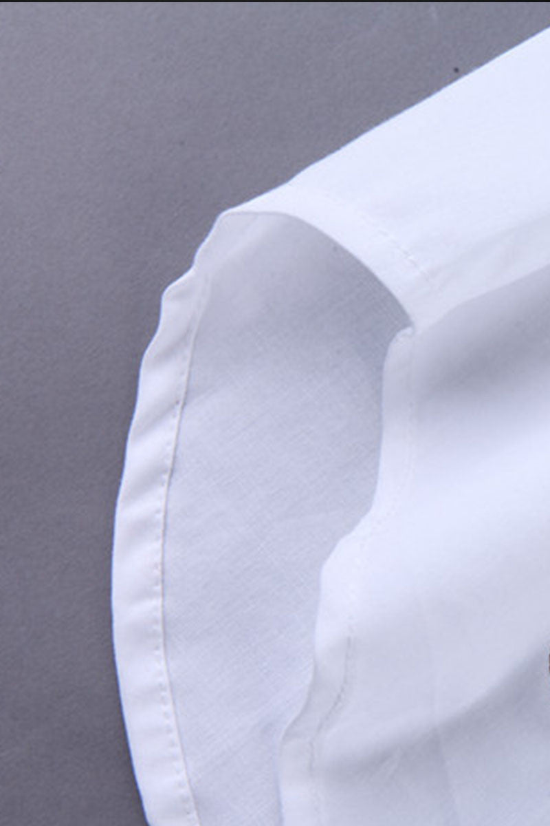 Lapel Neck Cartton Stitch Button Down Formal Blouse