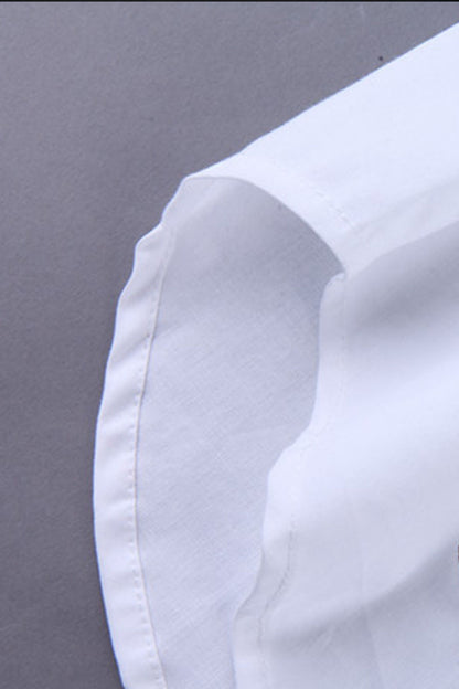 Lapel Neck Cartton Stitch Button Down Formal Blouse