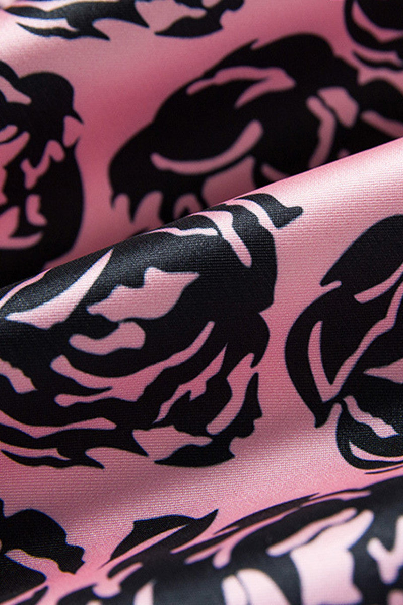 Half Sleeve Rose Pattern Shift Dress