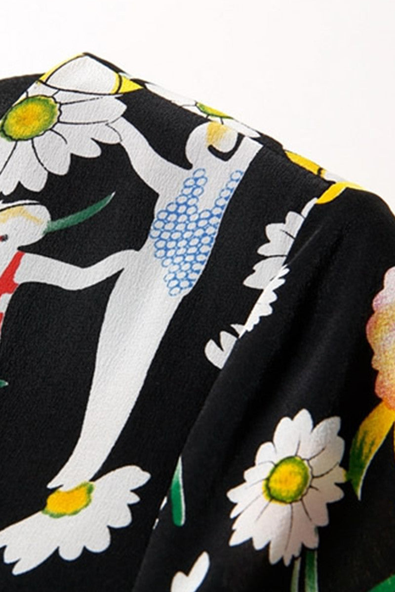 Little Daisy Floral Printing With String On Waist Short Dress