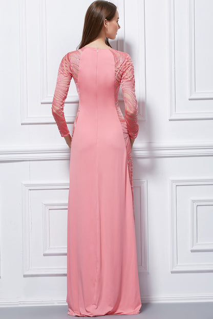 Burn Out Mesh See Through Full Side Solid Maxi Party Dress