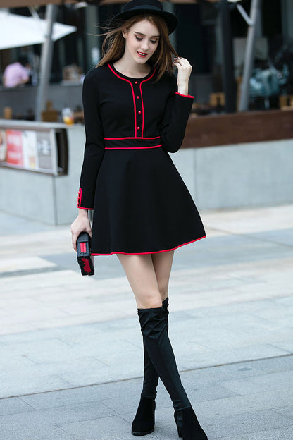 LONG SLEEVE CASUAL WEAR TO WORK FORMAL SHORT DRESS