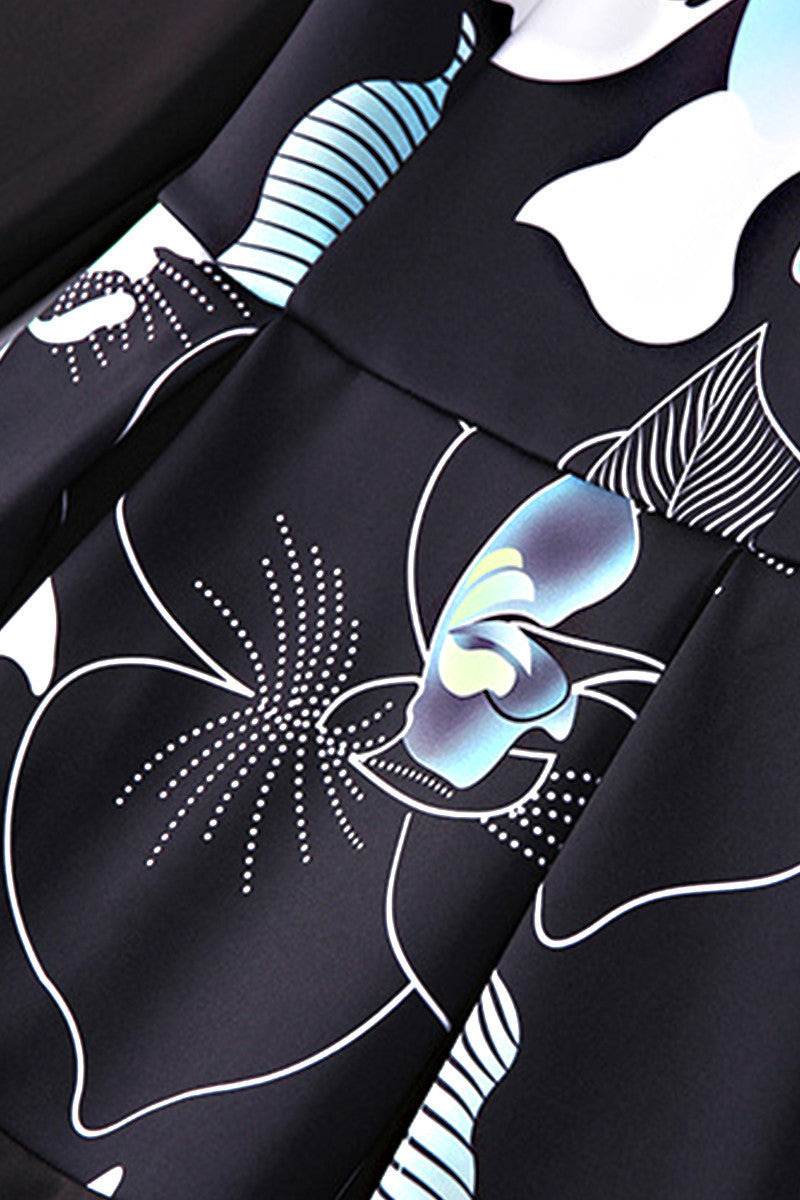 WOMEN'S PRINT AND FLORAL SLIM HALF SLEEVE SHORT DRESS