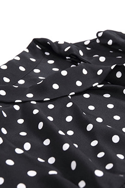 WOMEN'S DOT PRINTING STAND COLLAR HALF SLEEVE SHORT DRESS