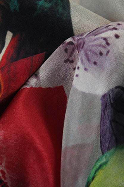 1/2 Sleeve Loose Shift Floral Printing Casual Dress