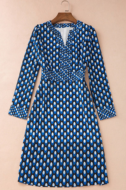 Droped  Pattern V-Neck High Waist Dress