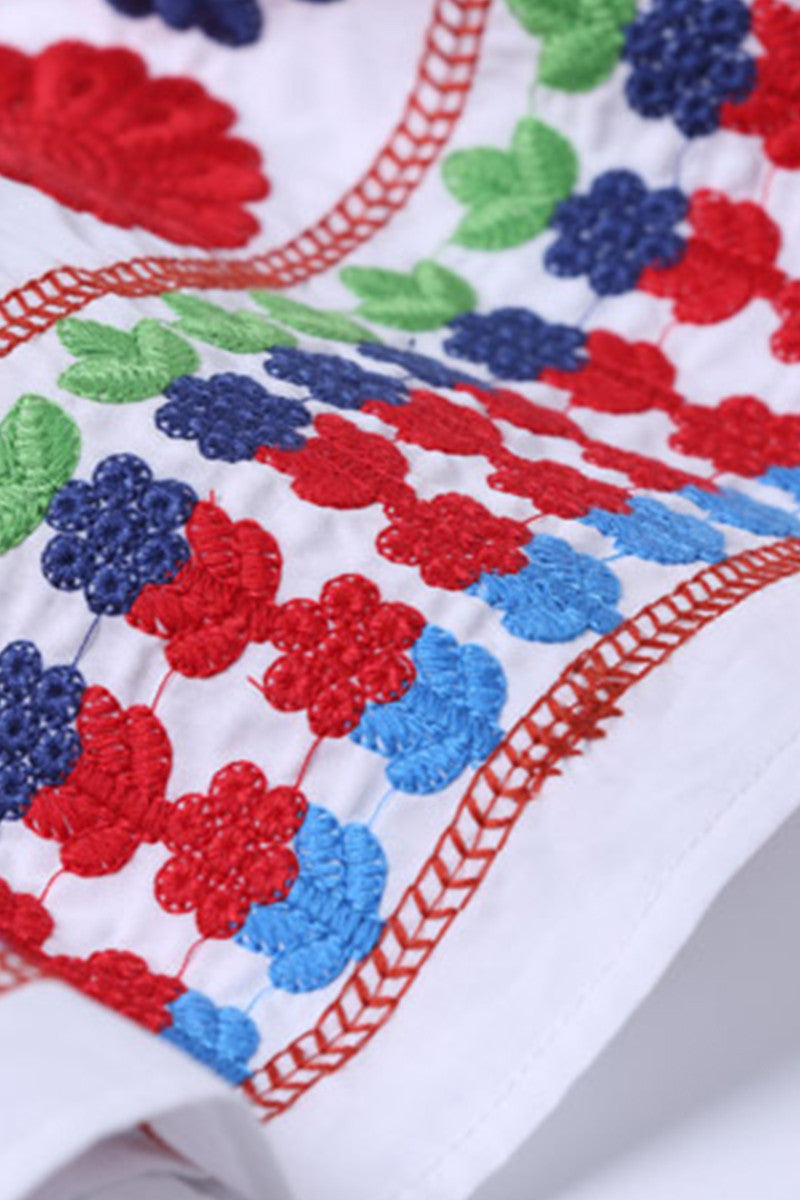 CASUAL A-LINE ROUND NECK SLEEVELESS EMBROIDERY CASUAL DRESS