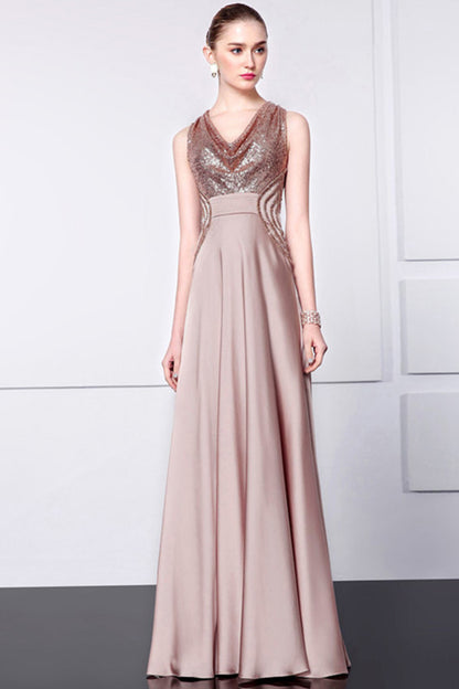 V-Neck Sequin Top  With  Beaded Party Dress